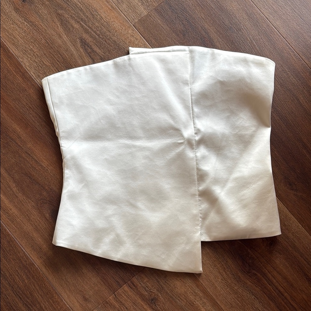 Zara Satin White Cream Strapless Corset Top